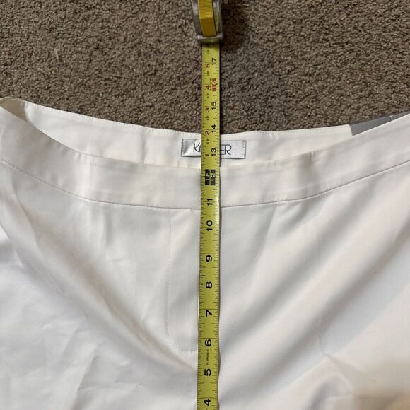 NWT Kasper Women White Kristy Slim Fit Trousers Front Pleat Pant Office‎ Size 14 - Picture 6 of 12